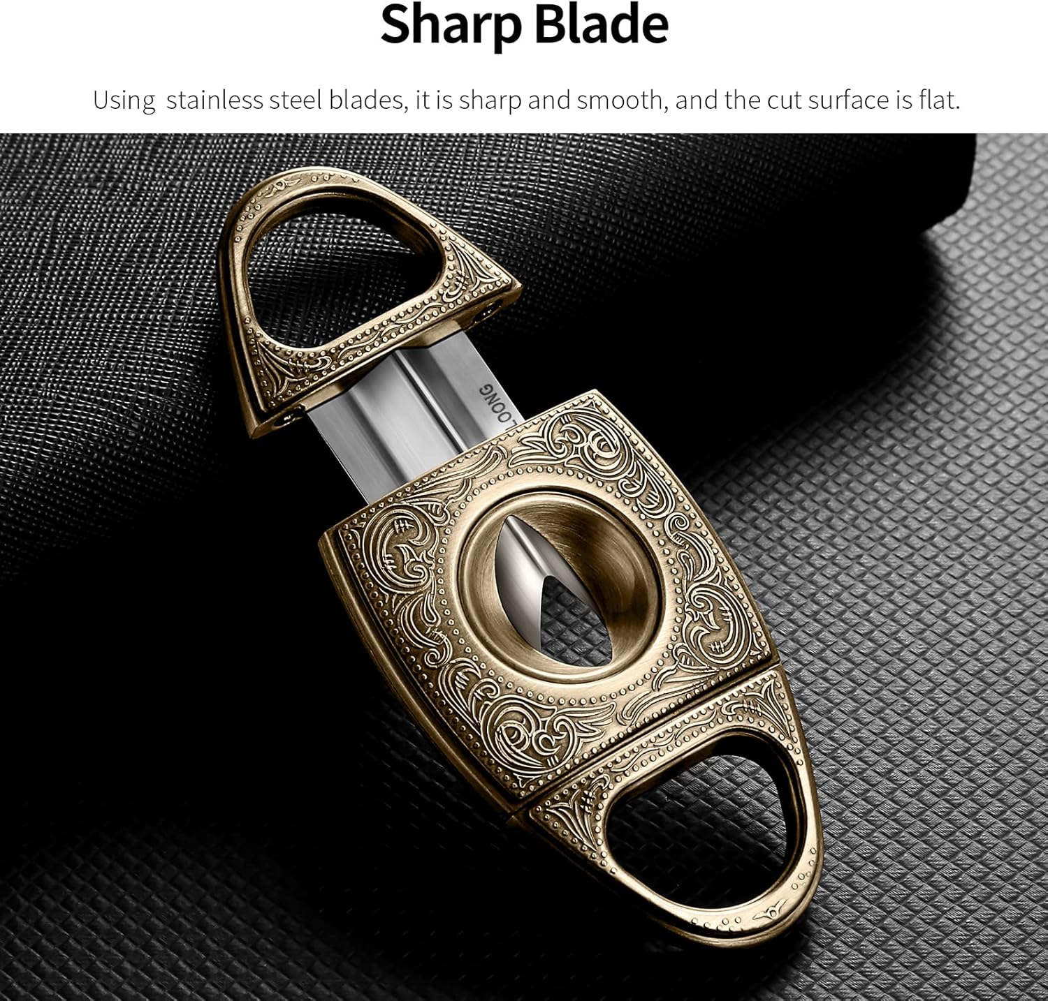 CIGARLOONG Cigar Cutter and Lighter Set Double Sharp Blade V-Cut Windfroop Torch Lighter Portable Cigar Set with Gift Box(Silver) image number 2