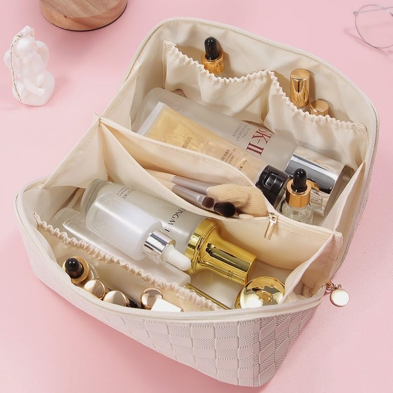 Makeup Bag, Large Capacity Storage Cosmetic Bag,Multifunctional Portable Wash Pouch for Women Travel Storage Bag Skin Care Cosmetics Toiletries image number 1