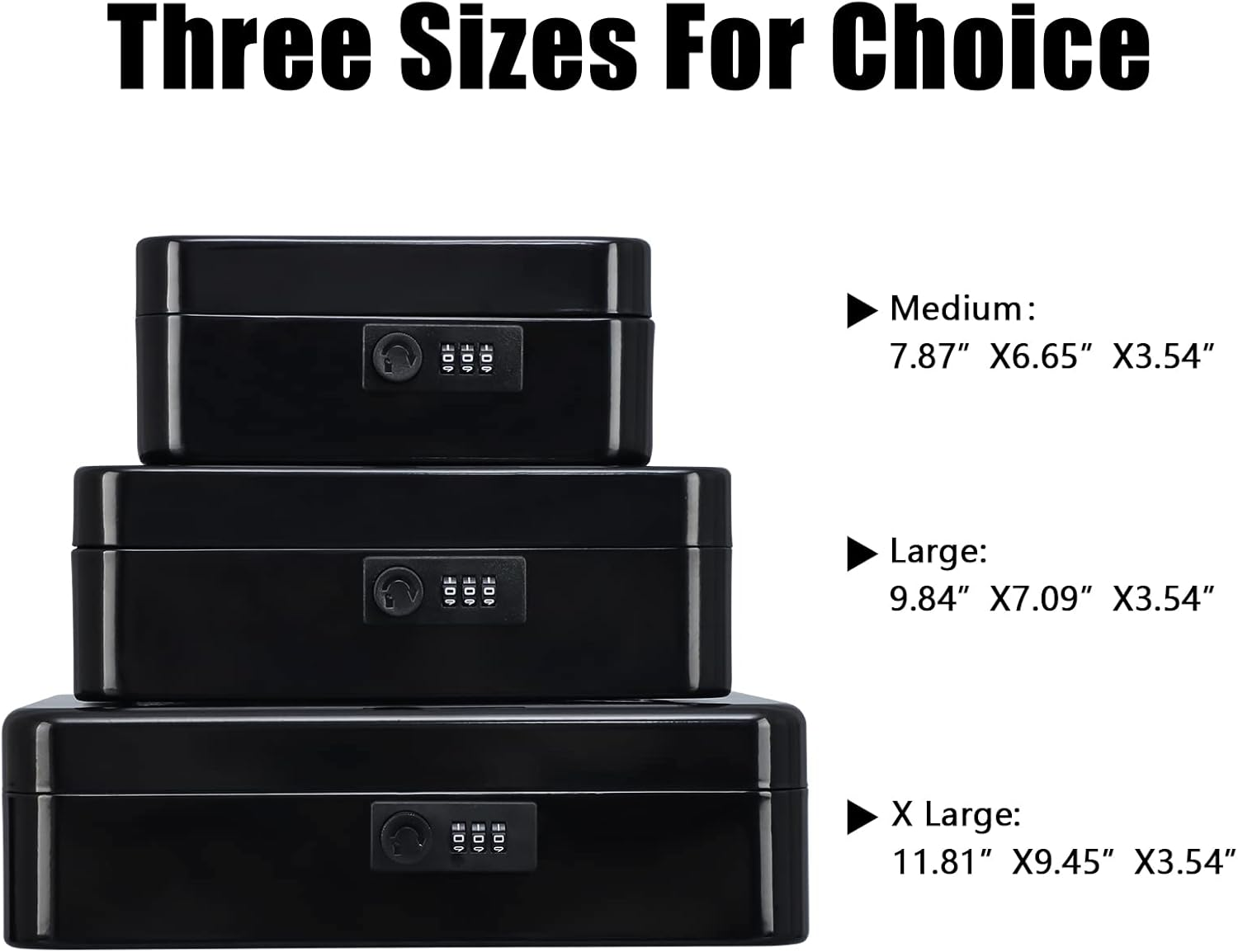 Cash Box with Combination Lock Safe Metal Money Box with Money Tray for Security Lock Box Black image number 2