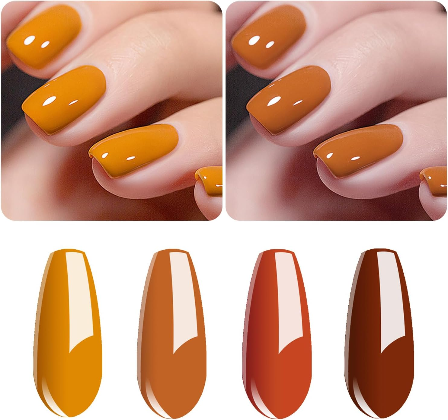 Vishine Gel Nail Polish Set - 4 Colors Pumpkin Spice Orange Carrot Halloween Collection Nail Art Nail Polish UV LED Gel Polish Varnish Long-Lasting Salon DIY Manicure 8Ml C042 image number 2