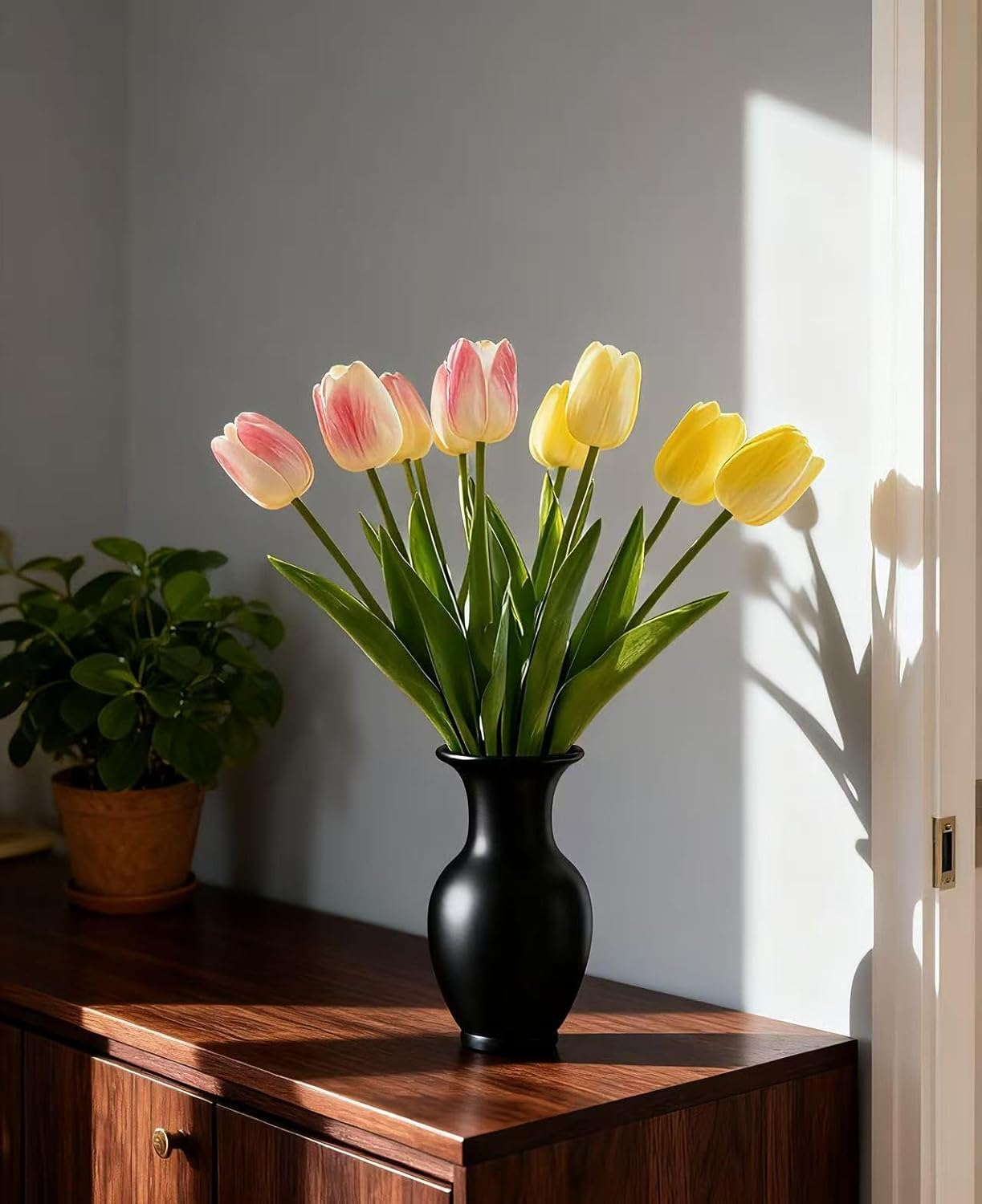 Artificial Tulips Flowers Fake Flowers Latex Tulips Real Touch for Party Home Wedding Decoration and DIY Decor, Multicolor 8PCS image number 1