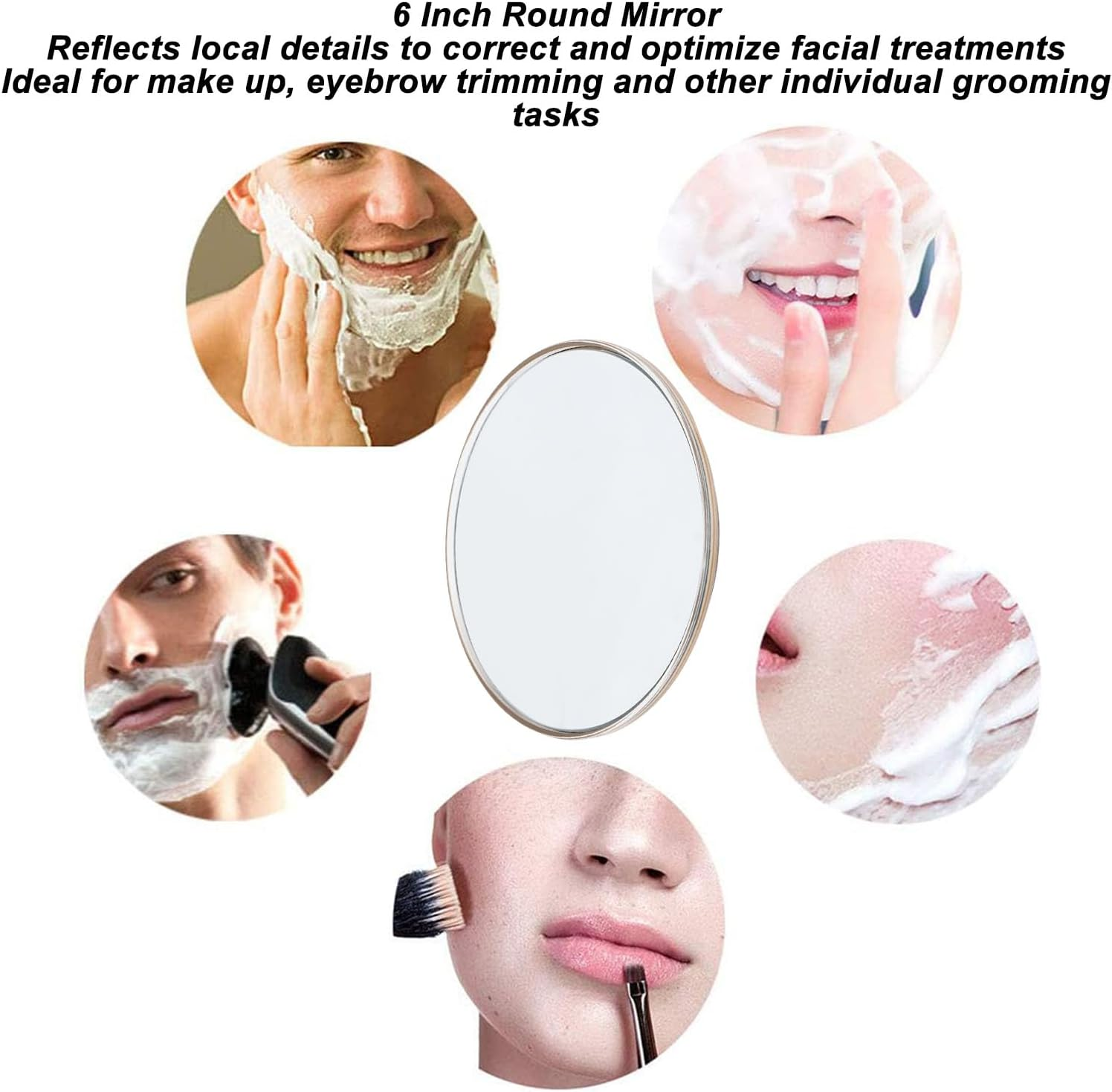 30X Magnifying Mirror, 6 Inch Signal Sided Magnifying Makeup Mirror with 3 Suction Cups, Portable Wall Mounted round Travel Bathroom Mirror, Suction Vanity Mirror (Gold) image number 6