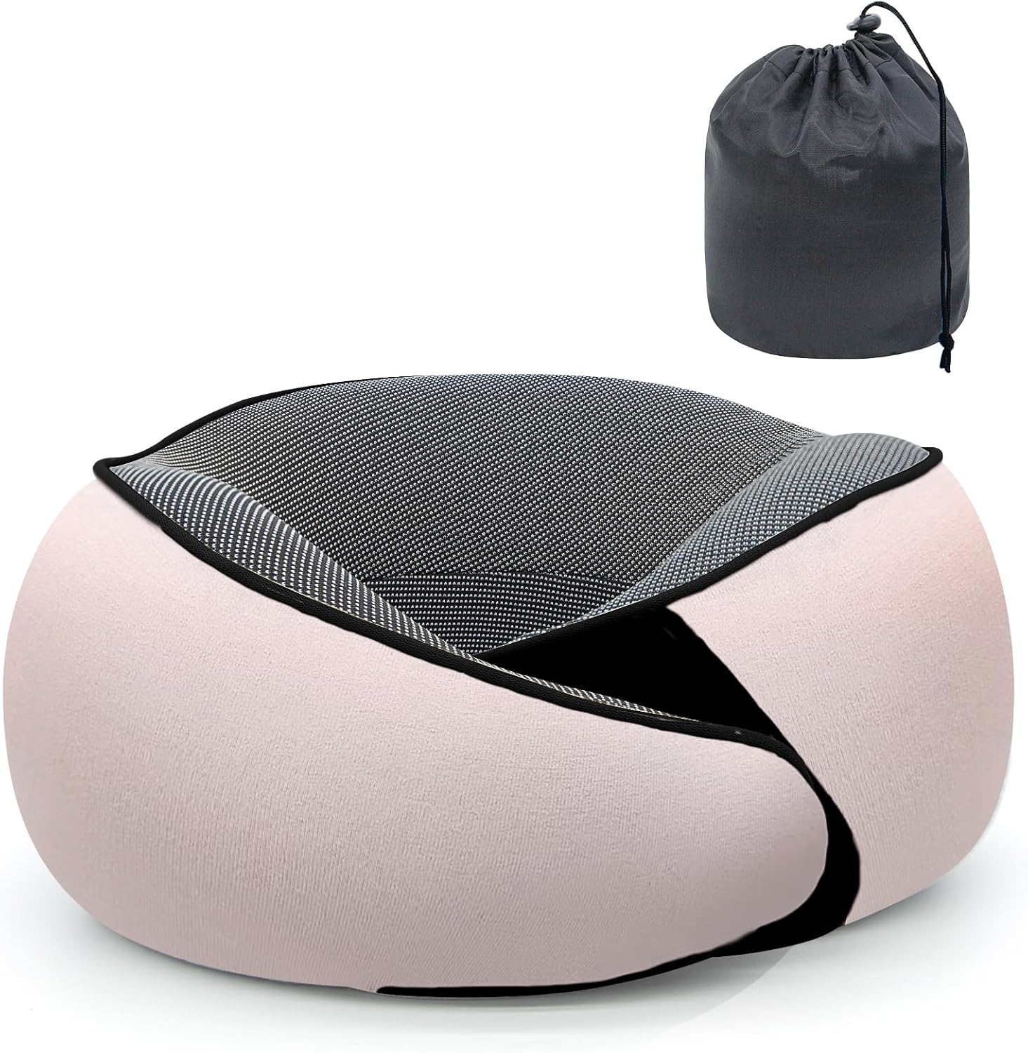 Neck Pillow Travel Head Rest, Memory Foam Comfortable & Breathable Soft U Shaped Pillows for Travel Airplane,Business Trip Neck and Shoulder Support with Luxury Bag,3D Contoured Washable Cover (Pink)