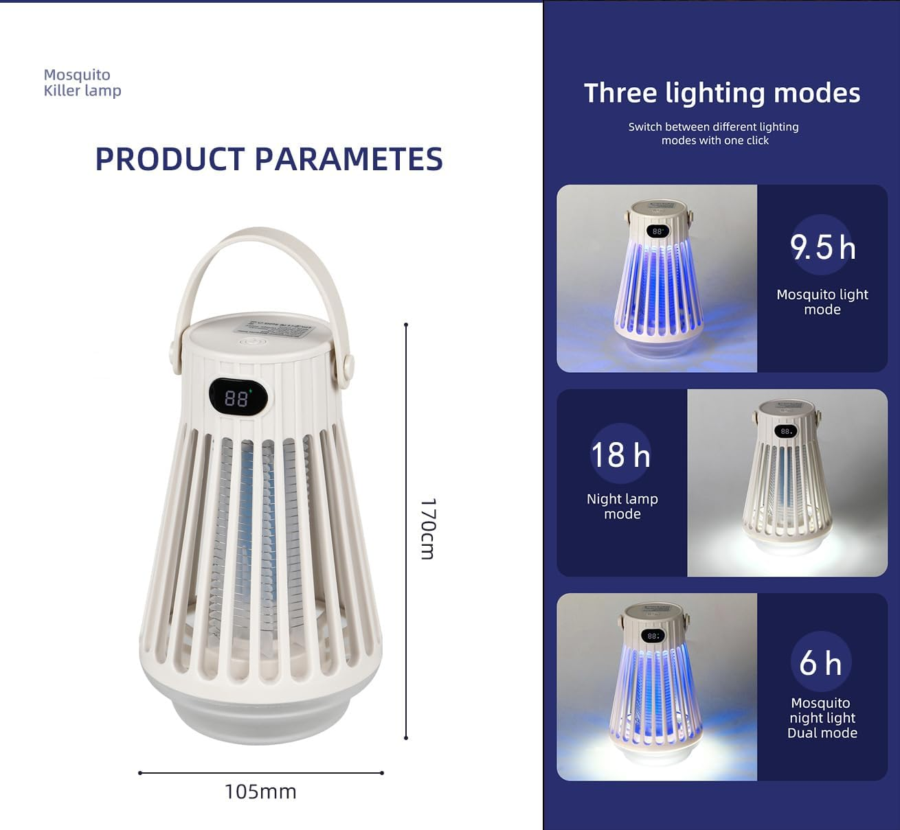 Yakiter Bug Zapper,Electric Fly Killer Mosquito Zapper Waterproof, Portable Outdoor & Indoor Insect Killer for Home, Patio, Backyard, Camping image number 3