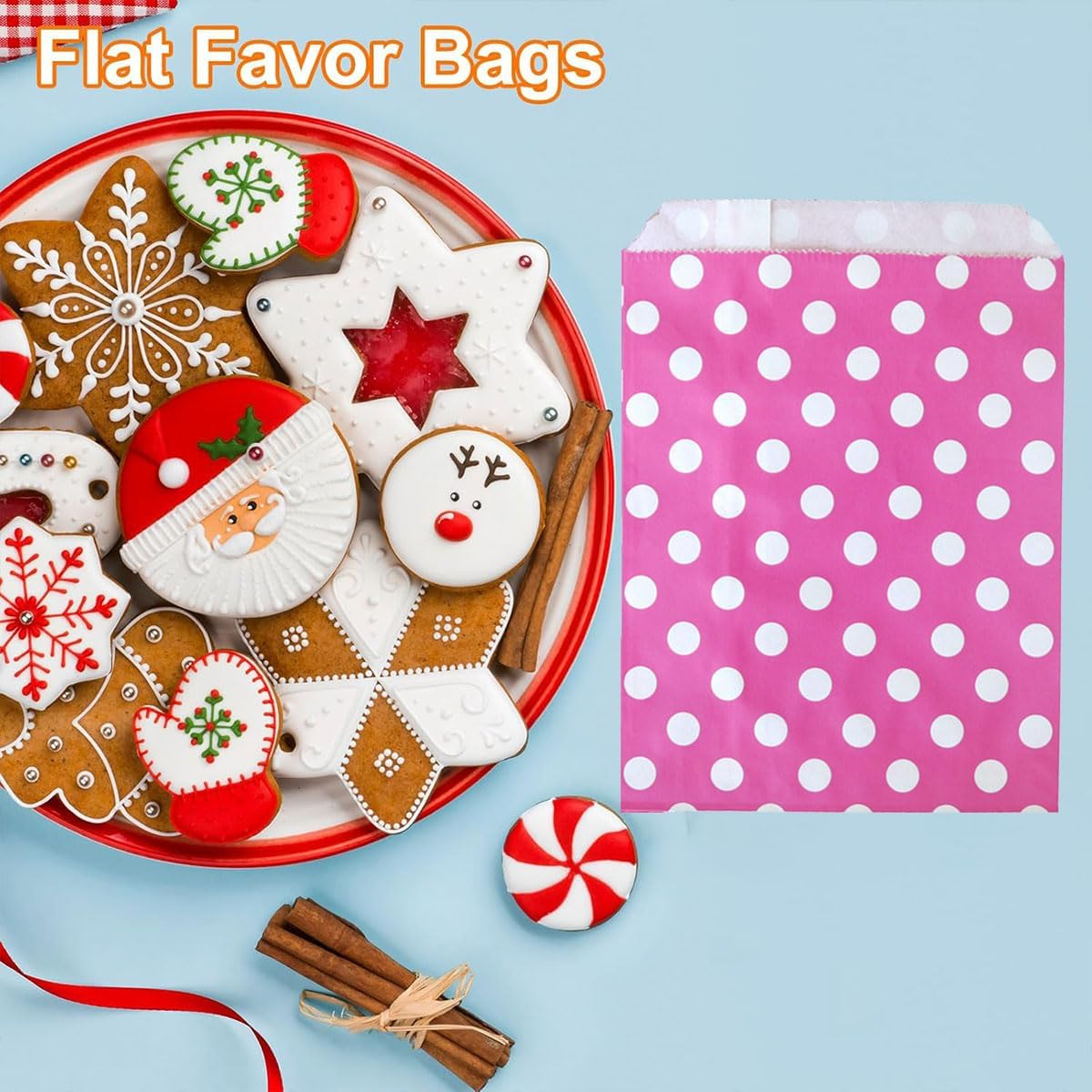 AIMALL 100Pcs Colorful Dot Paper Bags, 5.1 X 7In Party, Wedding, Dessert Packaging Bags, Food, Cookie, Small Gift Bags in Red, Rose Red, Yellow & Light Blue - Red image number 7