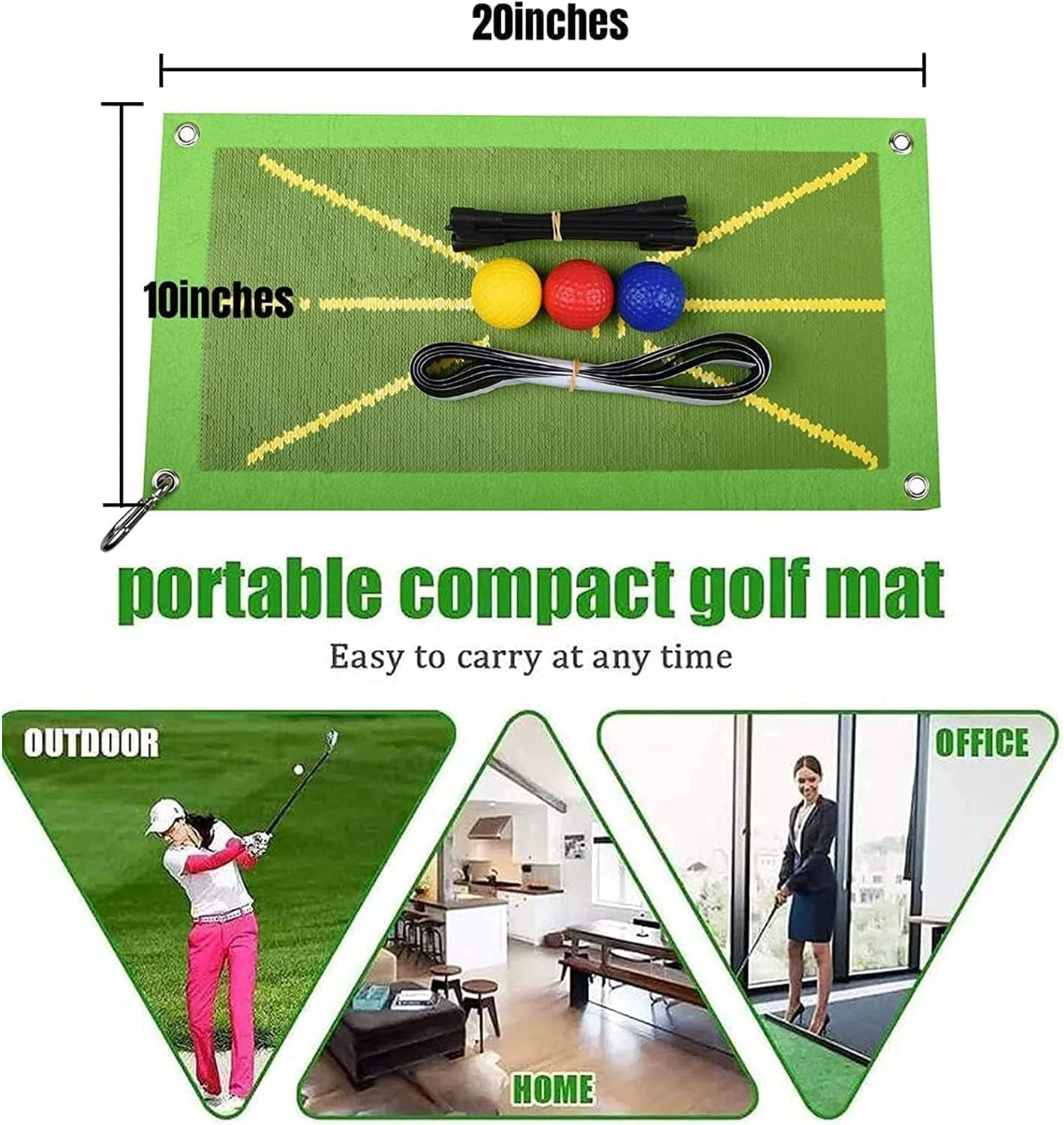 Golf Hitting Mat | Golf Training Mat for Swing Path Feedback/Detection Batting | Golf Practice Mat 50 * 25Cm | Advanced Guides and Rubber Backing for Home/Indoor/Outdoor