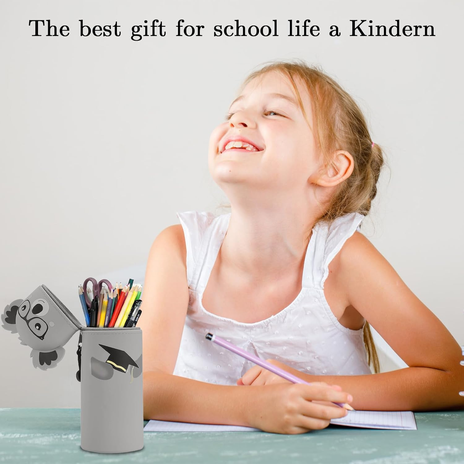 HOPEYMY26 1 Piece Kawaii Pencil Case, Pencil Case Girls, Animal Pen Holder 2-In-1 Zipper Design Silicone Material, Suitable for Storing Colouring Pencils, Markers, H 20 Cm (Koala) image number 5