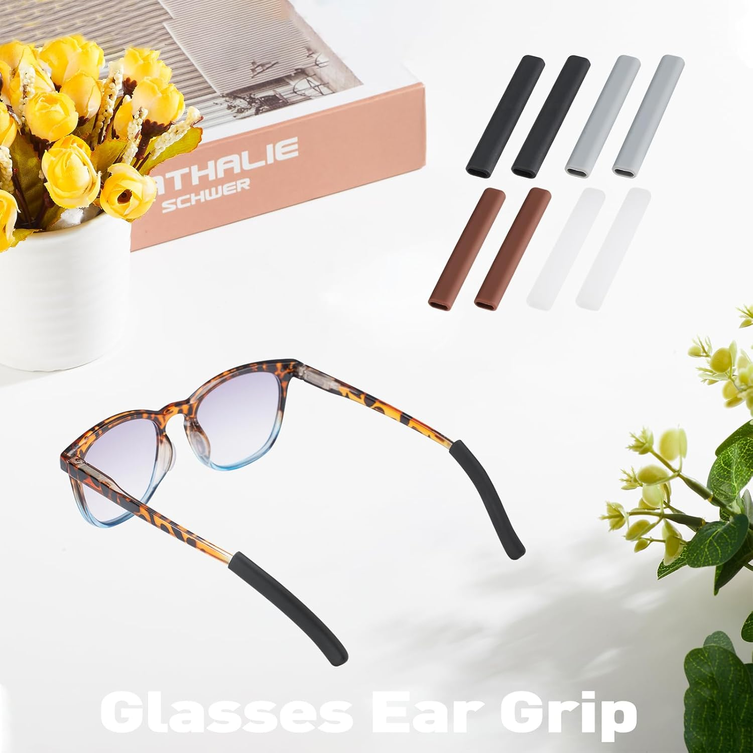 Anti-Silp Glasses Ear Cushion, Silicone Eyeglasses Temple Tips Sleece, Soft Glasses Ear Grip, Comfort Eyeglass Ear Cushions, Eyeglass Ear Grips for Men, Women, Glasses Accessories (3 Black Pairs) image number 3