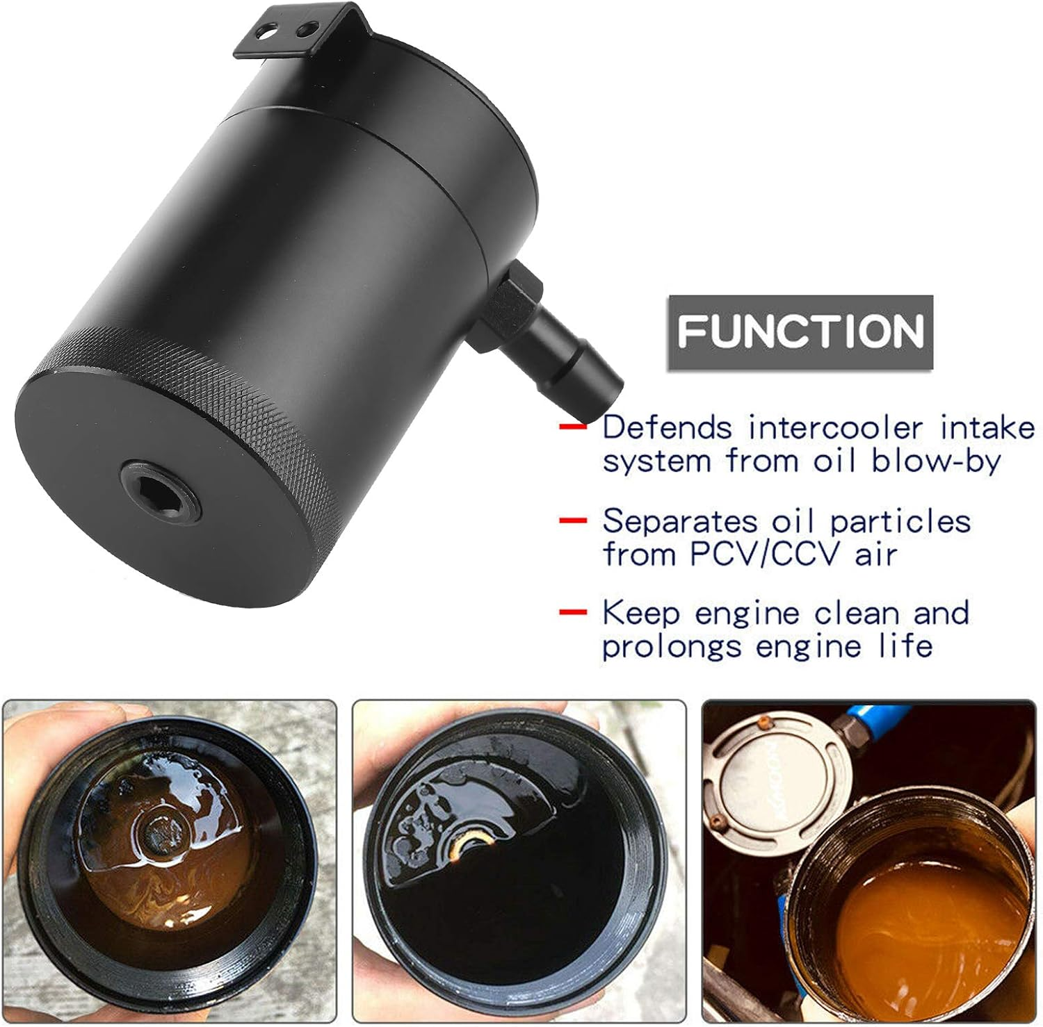 800Ml Universal Aluminum Alloy 2-Port Oil Catch Can with Baffle for High-Performance Engine and Easy Installation image number 2