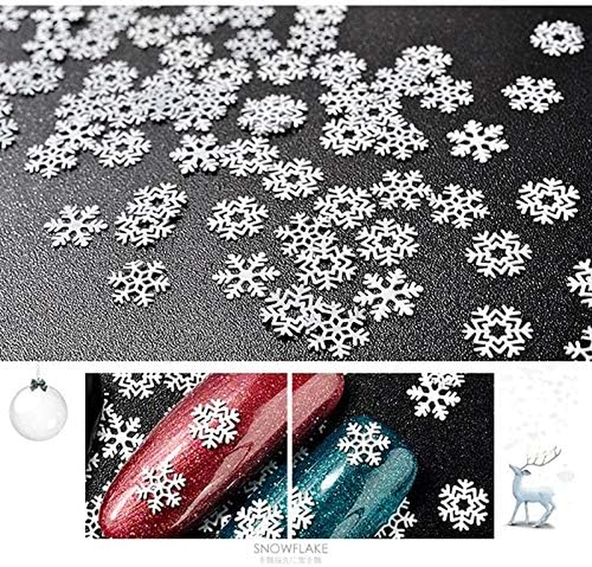 1 Box 3 Styles Christmas Series Snowflake White Slice Design Decoration Sequins Hollow Nail Art Ornaments Zhengpingpai image number 2