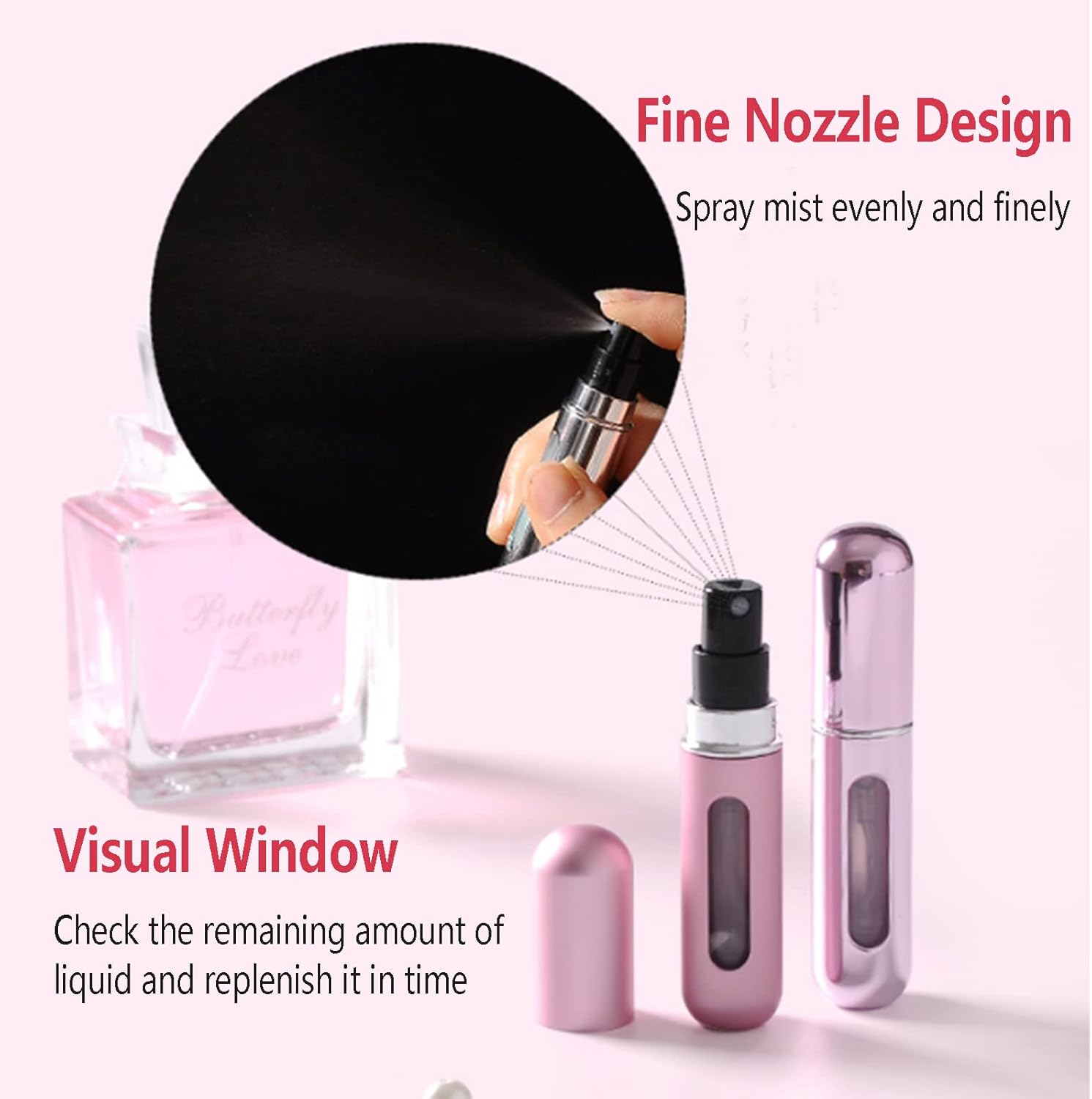 Mini Atomizer Perfume Bottle,3Pcs 5Ml Portable Travel Sub-Bottling Atomiser Spray Bottle,Liquid Spray Bottle,Bottom Refillable Perfume Atomizer Bottle for Purse Handbag Pocket Luggage (Bright Gold)