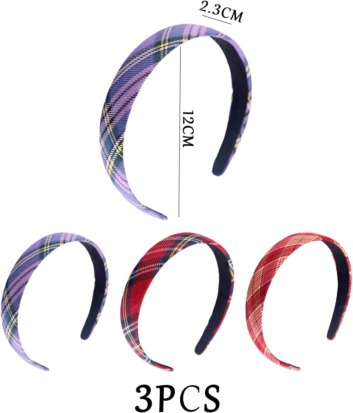 Pack of 3 Checked Headbands, Classic image number 1