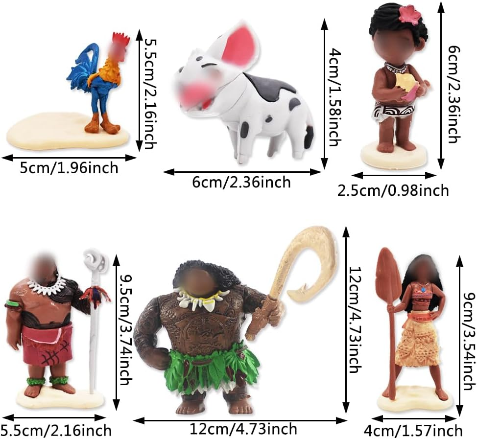 Simmpu 6Pcs Moana Figures Set Moana Miniature Figures Hot Movie Moana Cake Decorations Moana Figures Cake Toppers Ornaments Collectable Figurines Gift Table Ornaments for Fans Kid Adult image number 3