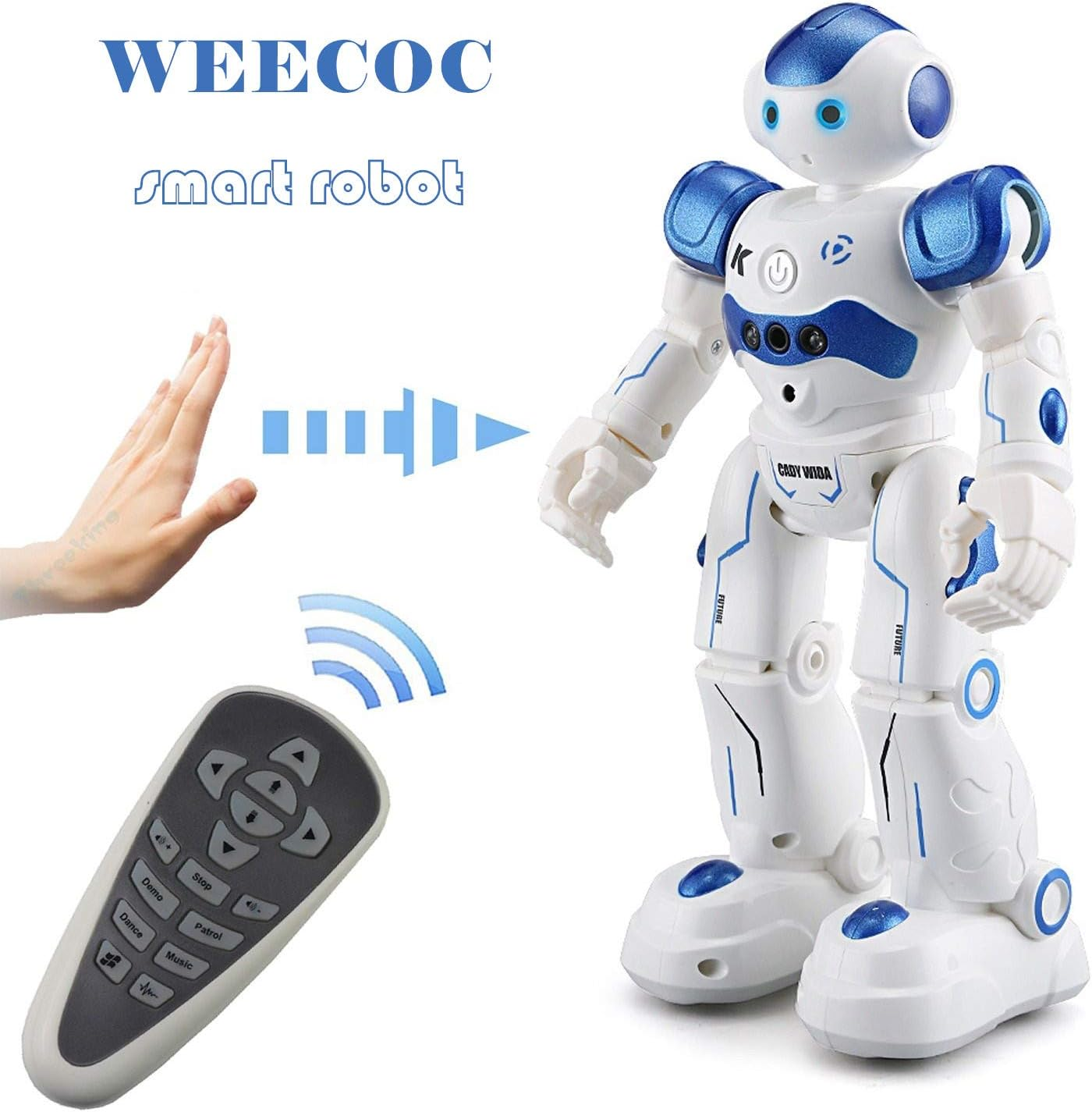 WEECOC Smart Robot Toys Gesture Control Remote Control Robot Kids Toys Birthday Can Singing Dancing Speaking Two Walking Models (White) - Pink image number 2