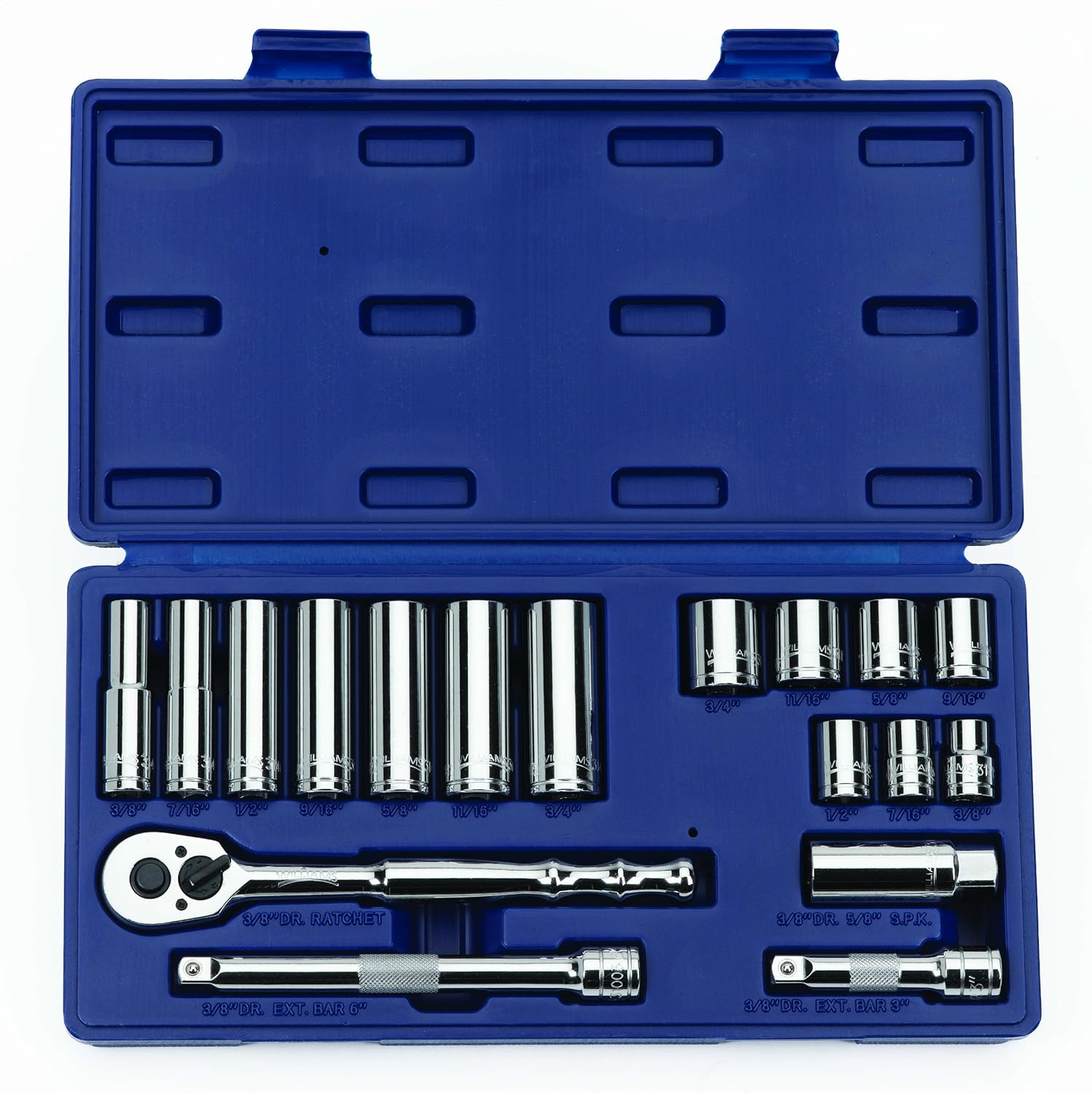 Williams JHW50666 47-Piece 3/8-Inch Drive Socket and Drive Tool Set with Compact Case- 6 & 12 Point SAE & Metric image number 1