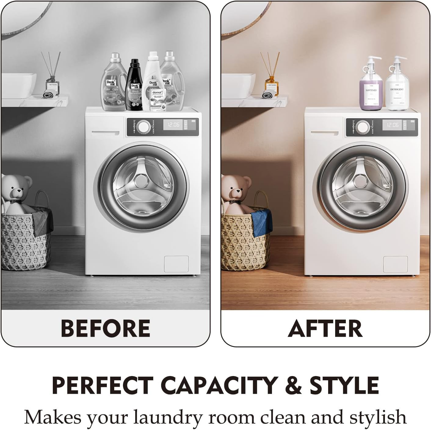 2 Pcs Glass Laundry Detergent Dispenser, Half Gallon Liquid Laundry Soap Dispenser for Laundry Room (64 Oz. Each), Laundry Detergent Bottles with Pump Dispenser -Includes Labels, Funnel, Measuring Cup image number 3