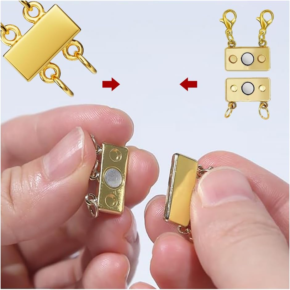 2Pcs Necklace Layering Clasp,Multi Necklace Layering Clasp Multi Strand Necklace Clasps,Closures Separator Detangler Connector for Jewelry (Gold) image number 4