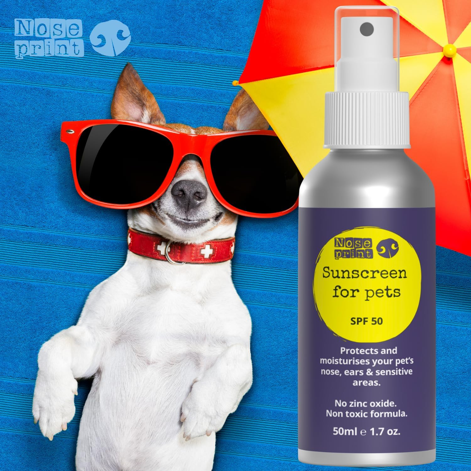 Noseprint SPF 50 Pet Sunscreen Lotion Bottle Sun Protection for Pets 50 ML | Moisturising Sunscreen for Dogs and Cat Non-Toxic Formula Dog Nose | Dog Paw Balm Sun Cream Balm | Dog Sun Protection image number 1
