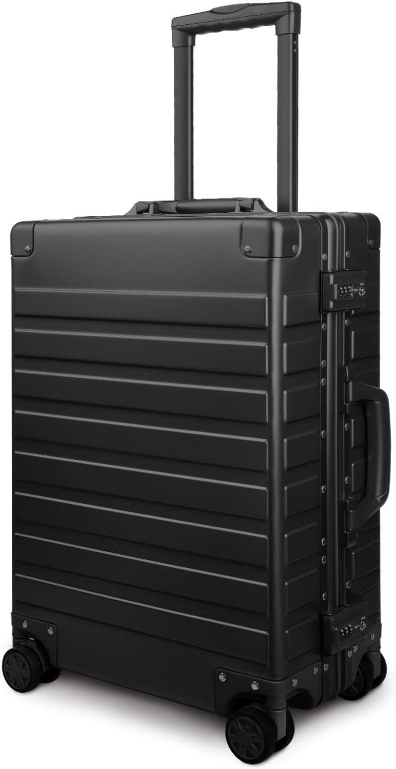 Travelking Multi-Size All Aluminum Hard Shell Luggage Case Carry on Spinner Suitcase by Travelking 20"-28", Silver, 20"