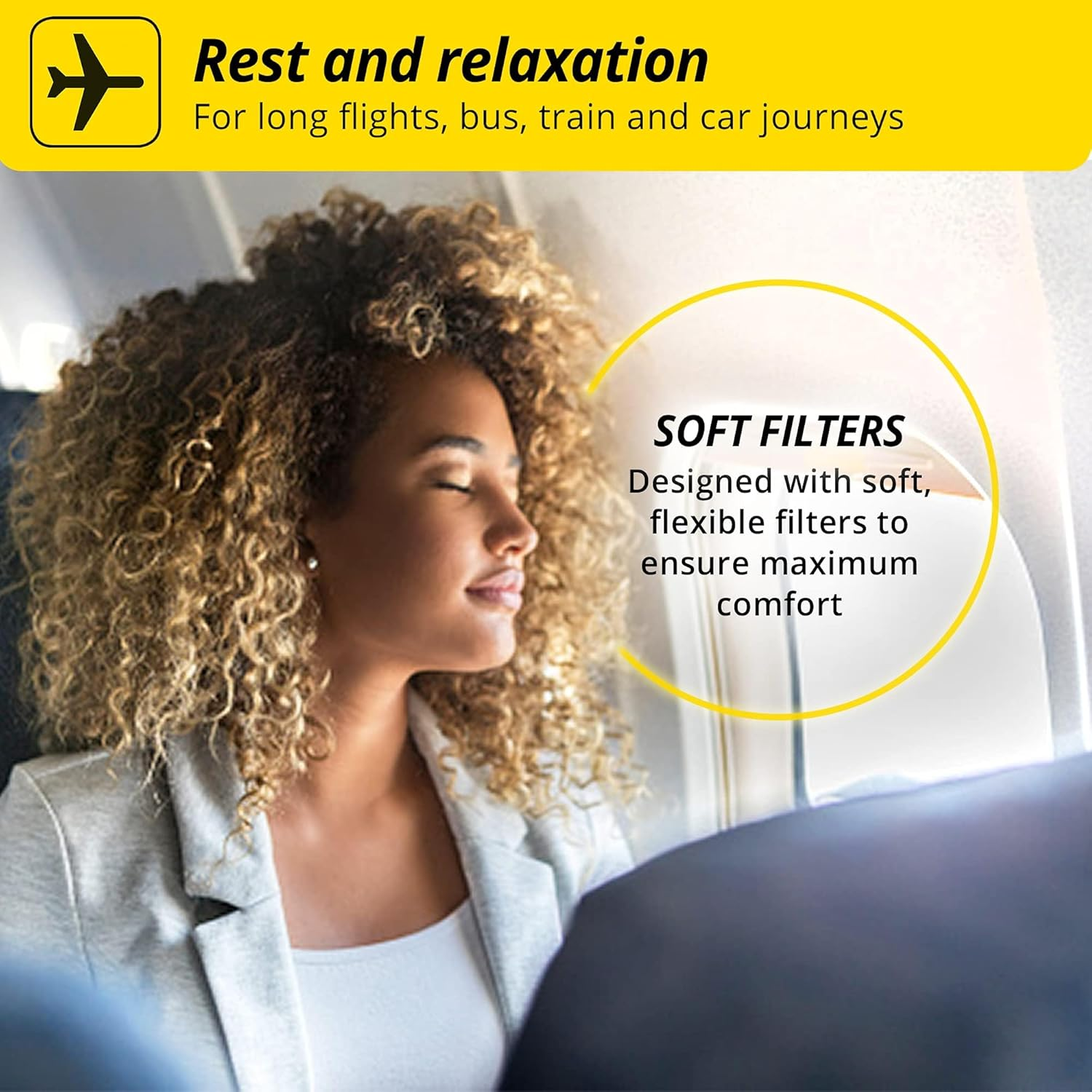 Alpine Hearing Protection Flyfit Airplane Ear Plugs &ndash; Pressure Regulating Reusable Ear Plugs Prevent Ear Pain - Soft Travel Ear Plugs &ndash; Sleep or Chat with the Hypoallergenic No Silicone Earplugs