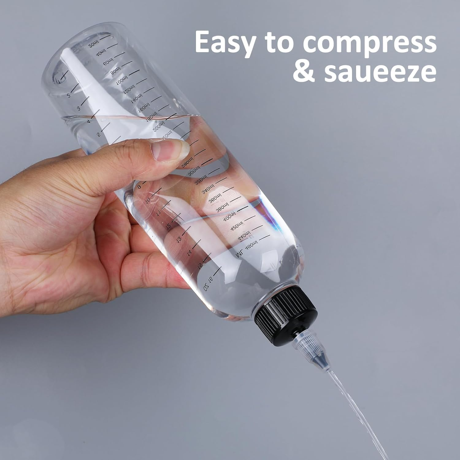 Applicator Bottle for Hair, 2 PCS 16.9Oz Clear Squeeze Bottles Plastic Hair Color Bottle Applicator Twist-On Top Tip Cap with Ratio Graduated Scale, Hair Oiling Applicator Hair Oil Container image number 2