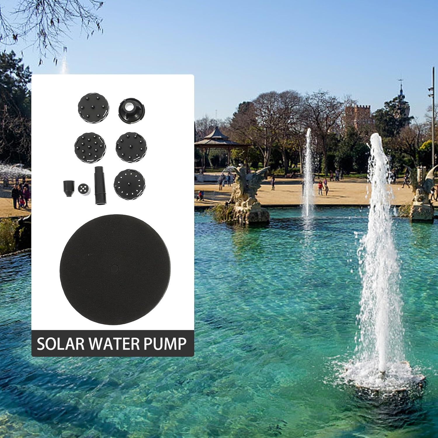 Yardenfun Solar-Powered Small Garden Fountain Pump Outdoor Floating Water Feature Solar Panel Operated for Patio Park and Decoration image number 4