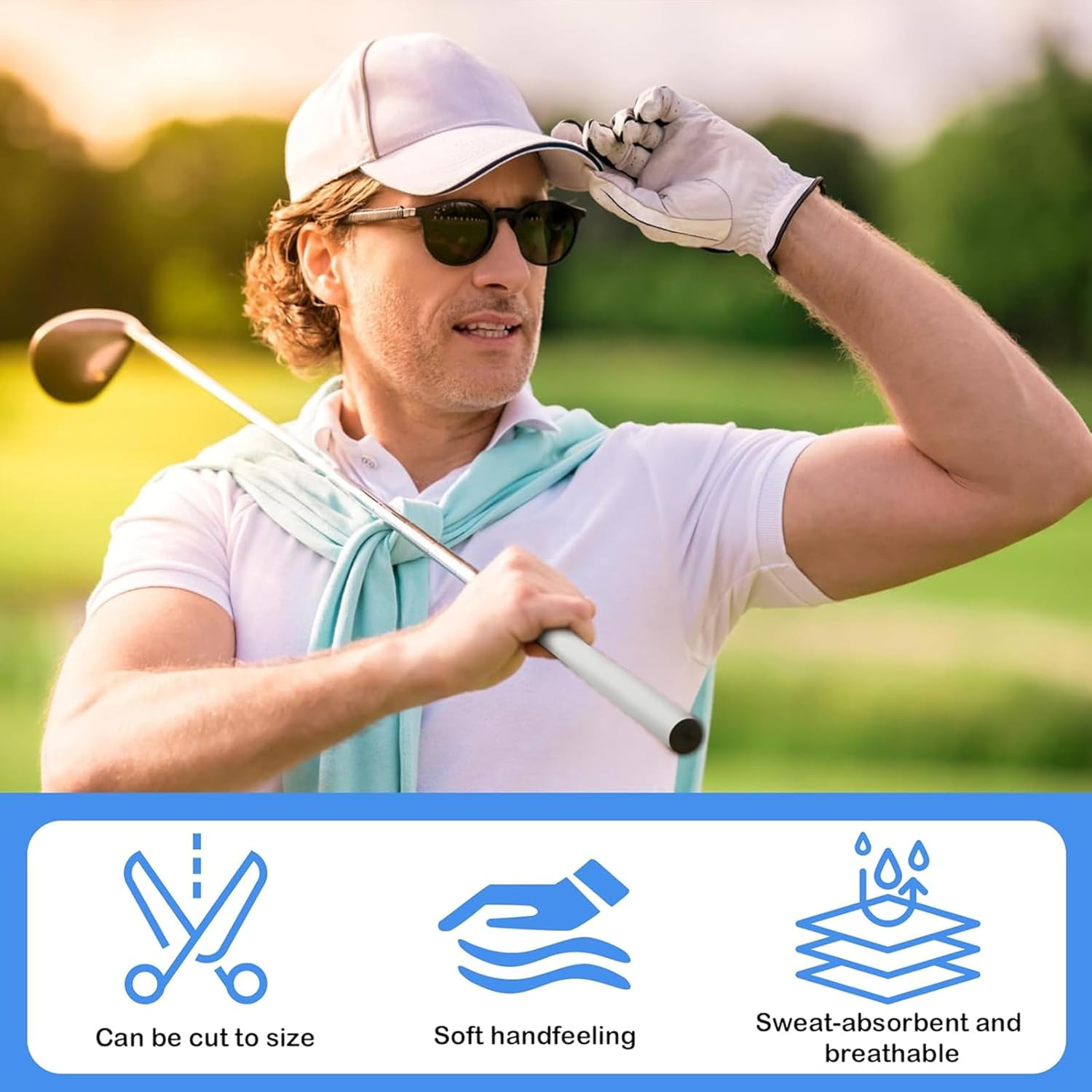 15Pcs Golf Grip Tape,2" X 10" Double Sided Adhesive Strips Golf Club Grip Tape,Multifunctional Golf Wrapping Putter Accessories Tape for Better Regrip and Control Easy Peel off Design image number 5