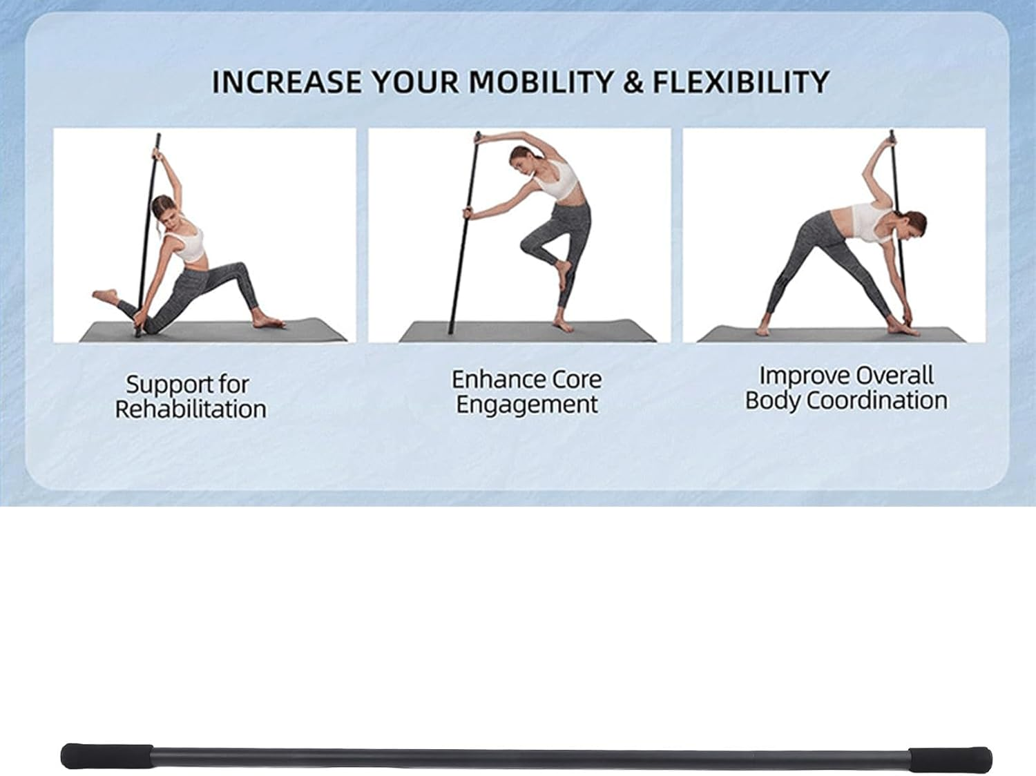 Yoga Stick Sturdy Steel, Adjustable Stretching Stick for Mobility Flexibility and Balance, Versatile Exercise Sticking with Foam Handles for Fitness, Rehabilitation, and Posture image number 6