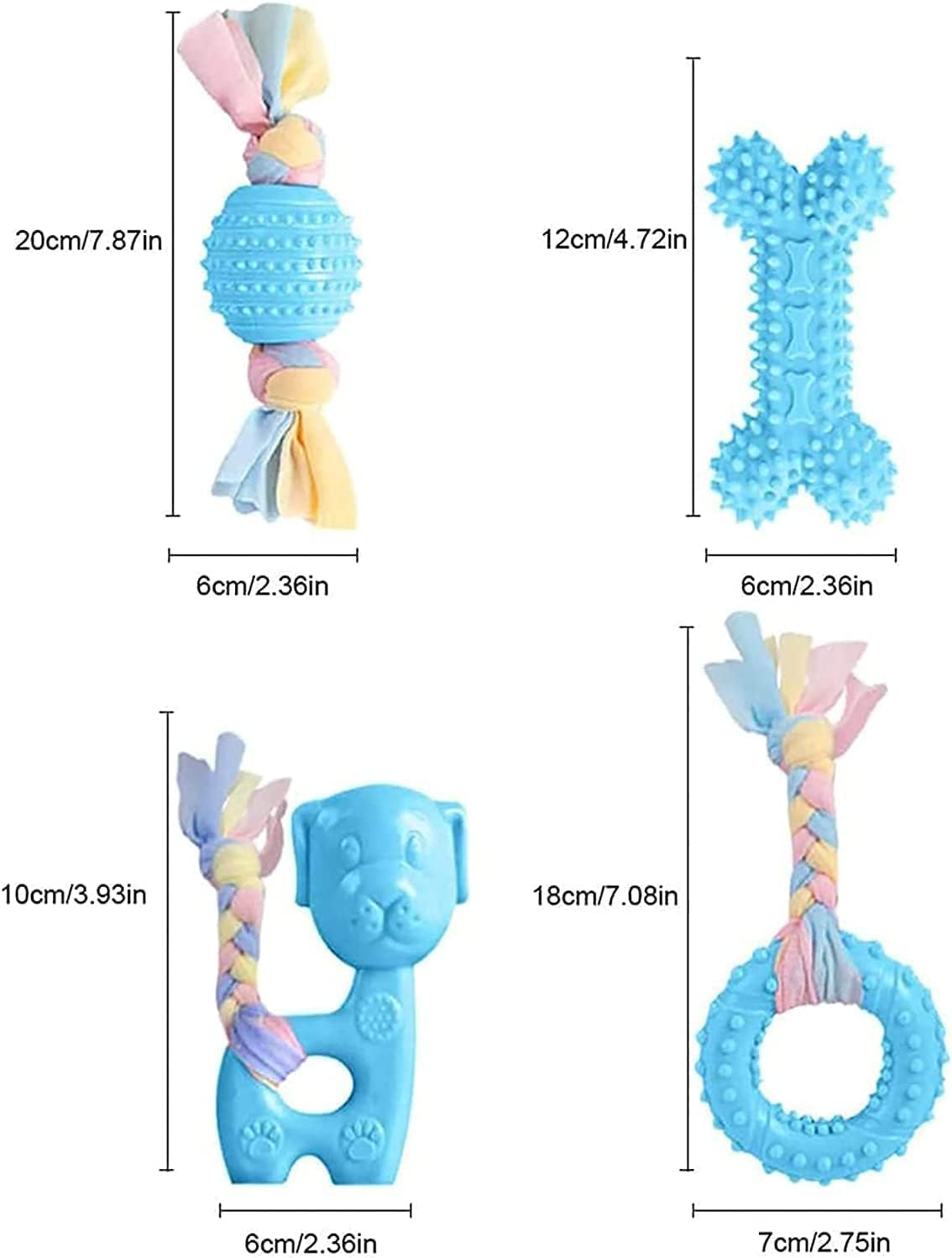 Puppy Teething Chew Toys for Small Dog Toys, Puppy Teething Rings Rubber Interactive Chewers Relieve Itching Treat Ball Bone Clean Teeth Toy 4 Pack image number 4