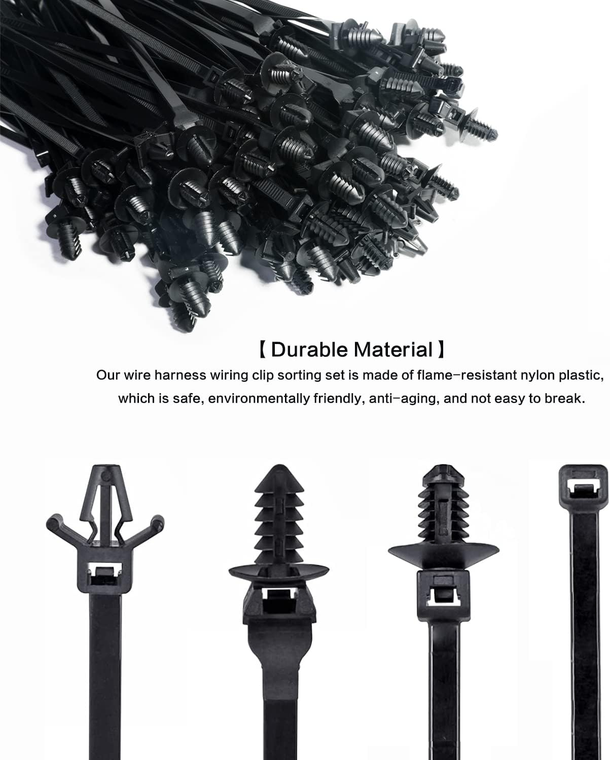 VAGURFO 120 Pack Black Nylon Push-Fit Cable Zip Tie, Self-Locking, Universal