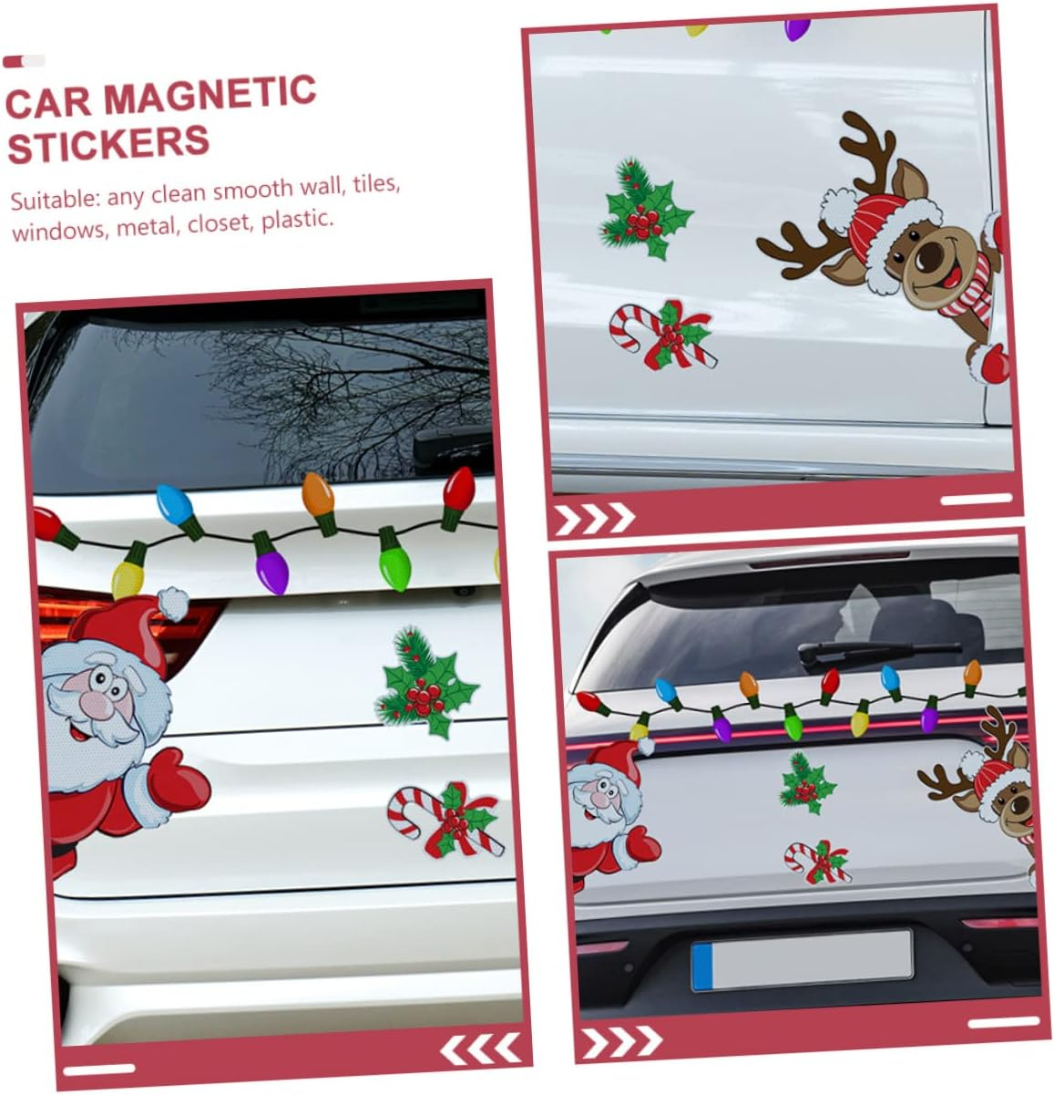 KOMBIUDA Elk Bell Car Magnet Christmas Decor Refrigerator Sticker for Holiday Party Window Doorway Decoration image number 6