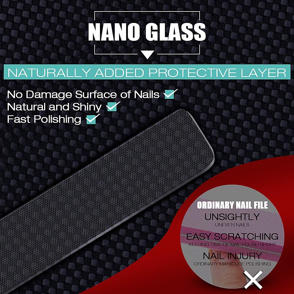 Glass Nail Shiner - DRMODE 2PC Upgrade Nail Buffers Nano Glass Nail Files Polisher Professional Crystal Manicure Tools Kit for Natural Nails image number 4