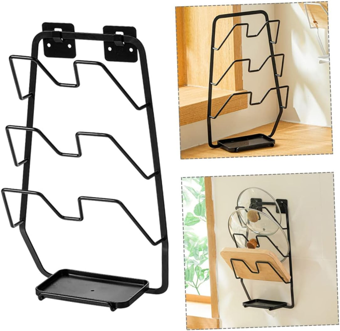 OKUMEYR Home Wall Mounted Kitchen Storage Rack for Pot Covers and Cutting Boards Punch Organizer for Efficient Space Saving and Easy Installation image number 4