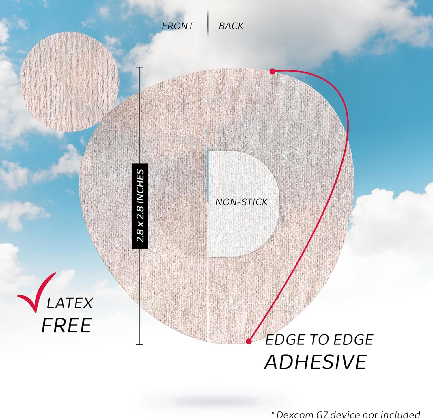 Not Just a Patch Air Dexcom G7 Adhesive Patches (20 Pack) - Strong and Light Stelo CGM & Dexcom G7 over Patches with Ultra-Hold 14 Day Adhesion, Durable Sensor Covers - Beige - Beige image number 5