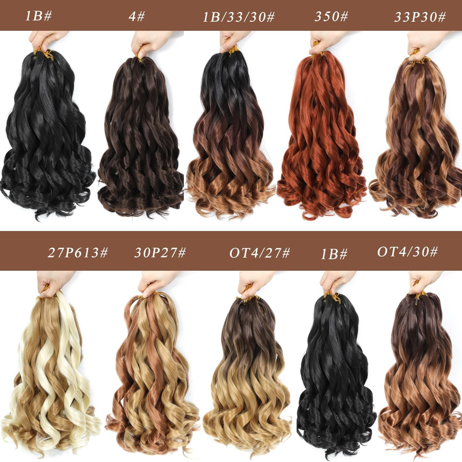 FALEMEI French Curl Braiding Hair 12 Inch 8 Packs Curly Braiding Pre Stretched Curls Braiding Extension French Curl Crochet Braids Spiral Braiding Hair Extensions (1B/33/30#, 12 Inch (Pack of 8)) image number 2