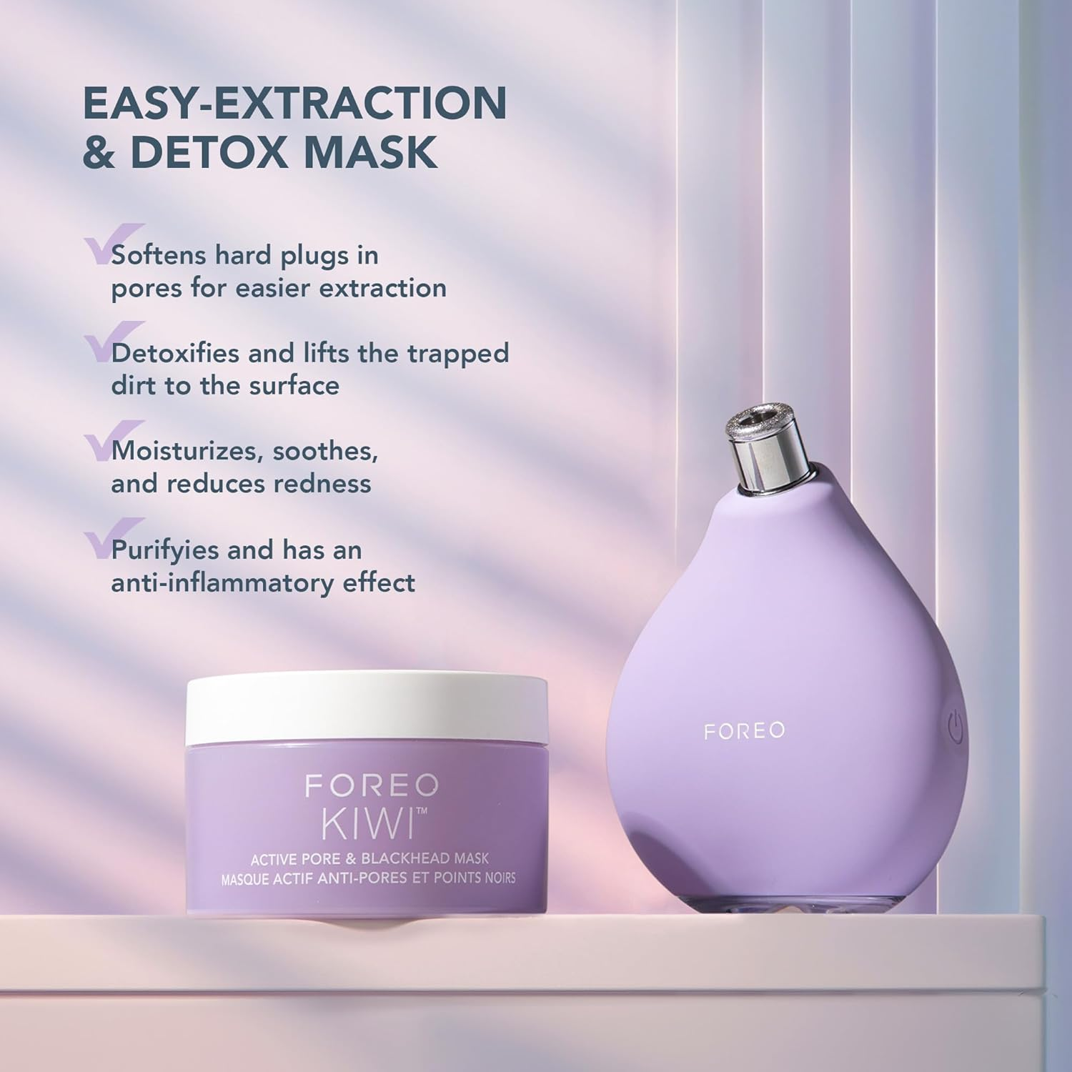 FOREO Smooth & Resurface KIWI Derma Microdermabrasion Machine - Black Head Remover for Face + KIWI Active Pore & Blackhead Mask, 100G - Blackhead Extractor - No Pore Strips Suction Blackhead Remover image number 3