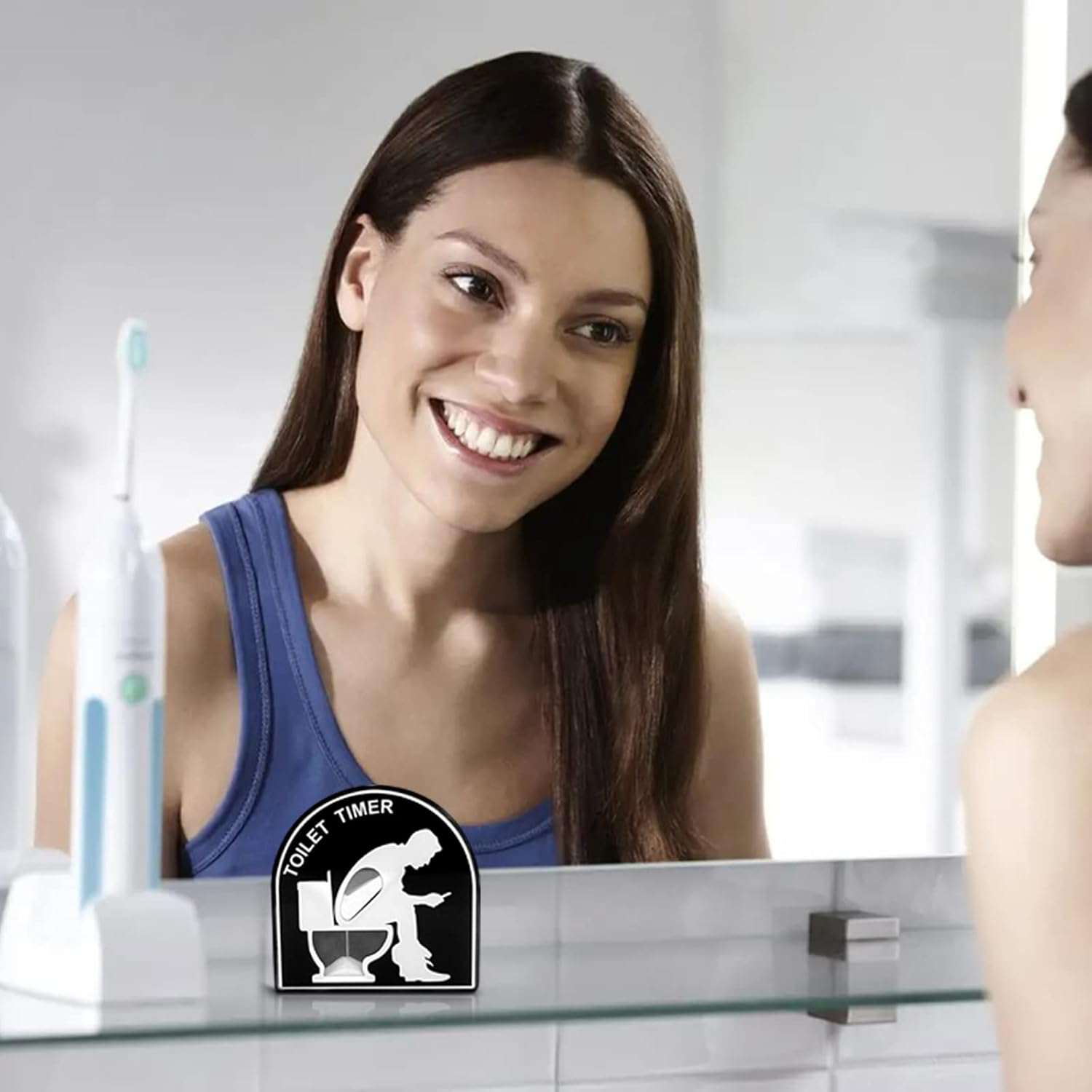 5 Minutes Toilet Hourglass Sand Timer Funny Atmosphere Tool Decompression Decoration Fashion Ornament Creative Timer for Toilet Training, Bathroom Time for Dad (Style-1) image number 2