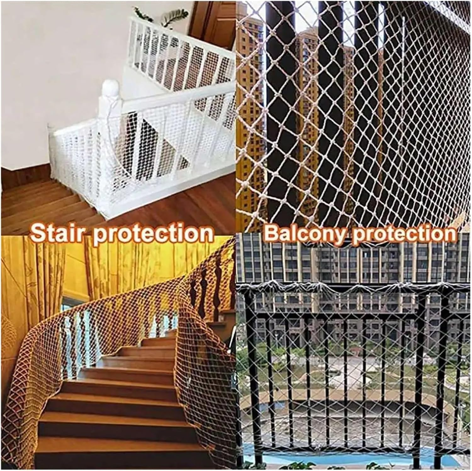 Zqnaznfdegarden Netting, Bird Netting, Children Safety Netting Building against Falling Net Balcony Window Stairs Safe Deck Fence White Nylon Protection Cat Dog(1Mx10M,Dia 6MM Grid10X10Cm) image number 2