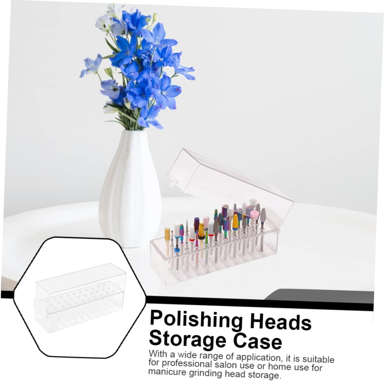 ADOCARN 30-Slot Nail Drill Bits Storage Case Manicure Polishing Head Organizer for Nail Technicians Easy Access image number 2