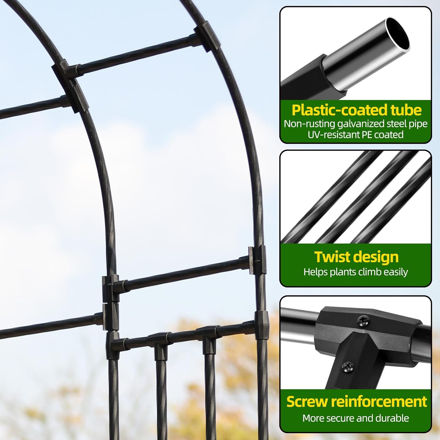 Half Sided Arch BUKLIYN against the Wall Garden Arch Trellis - 94.5In Iron Garden Arch Arbor Trellis for Climbing Plants Outdoor - Garden Arch Trellis Arbor for Home Yard and Garden image number 4