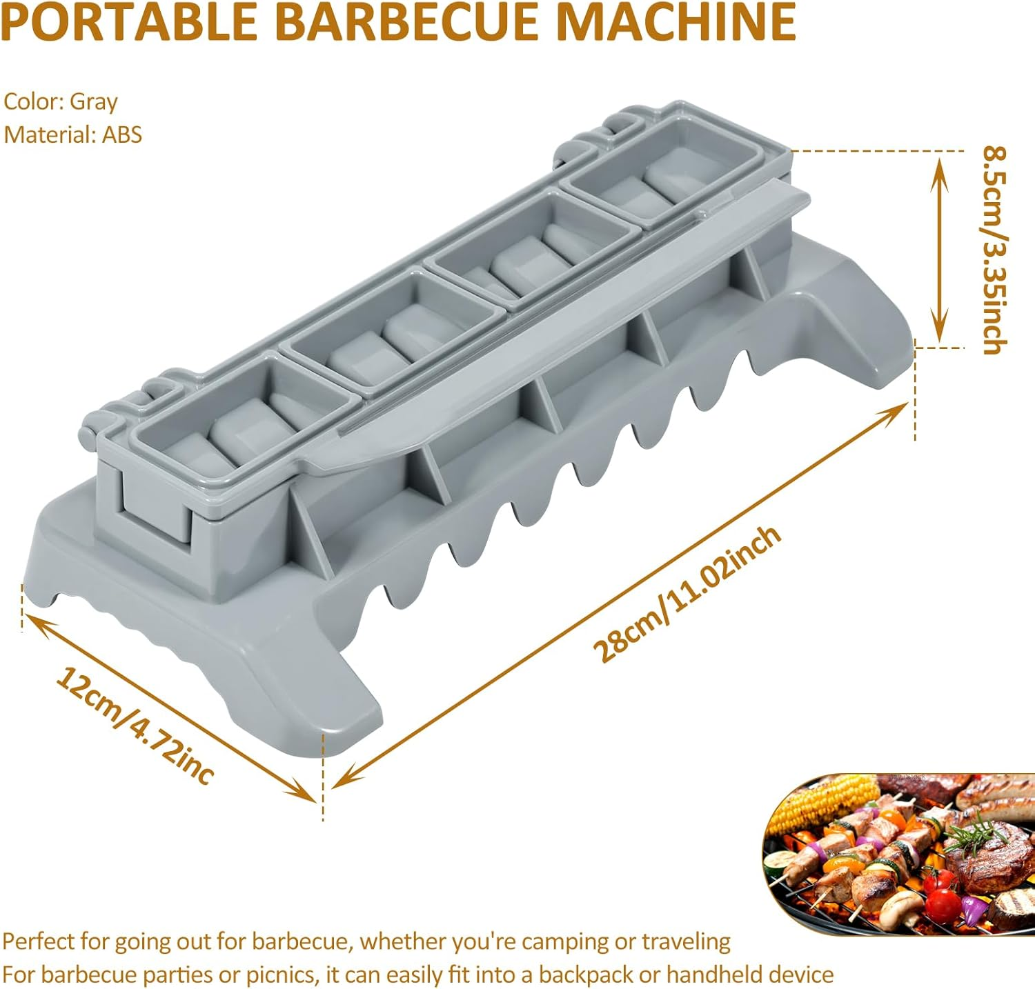 Fizocosisto Plastic Kebab Maker Machine Press, Reusable Easy Kebab Maker Barbecue Skewers,Kebab Maker Grill Tool for Turkish Kebab Outdoor Barbecue Party BBQ Gadget