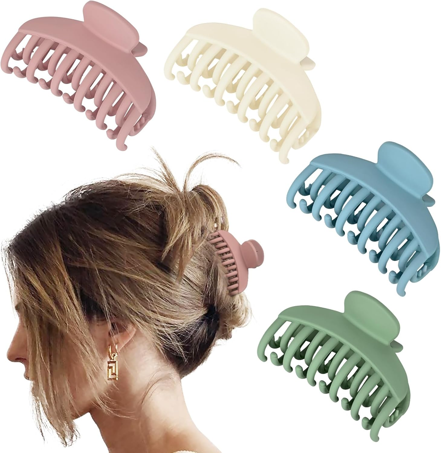 DEEKA 3 PCS 2.5 Inch Tortoise Shell Hair Claw Clips Double Row Teeth Plastic Hair Jaw Clips Hair Barrettes Thick Medium Thin Hair Clips for Women