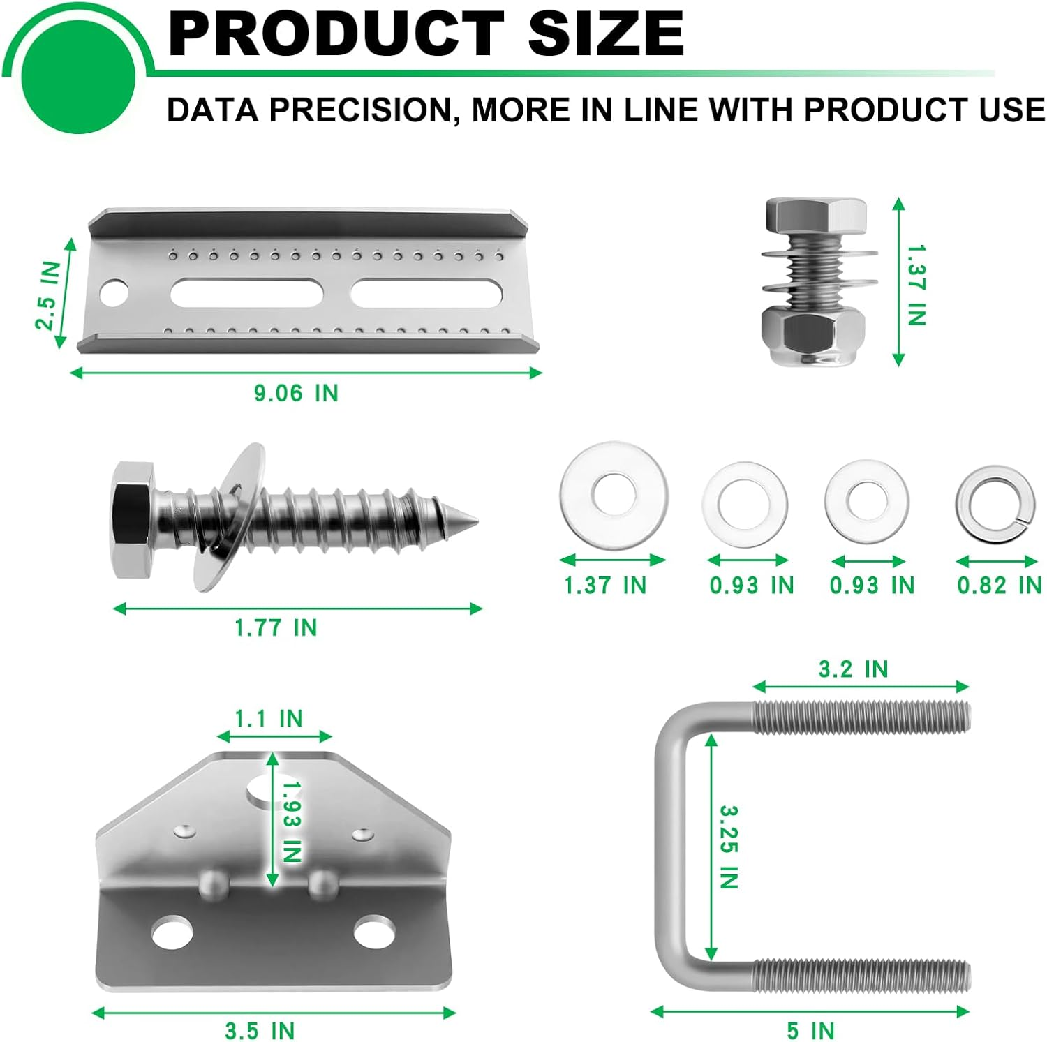 8" Boat Trailer Bunk Brackets Kit Heavy Duty, Galvanized Swivel Top Bunk Bracket Kit for Boat Trailer Crossmember 1.5X3, 2X3, 3X3 Silver 4 Pack