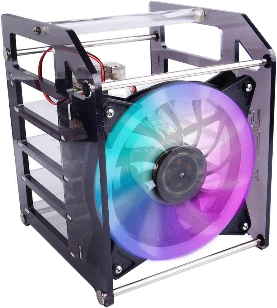 Geeekpi Raspberry Pi Cluster Case, Raspberry Pi Rack Case Stackable Case with Fan 120 Mm RGB LED 5V for Raspberry Pi 4B / 3B + / 3B / 2B / B + and Jetson Nano (4-Layers) image number 6