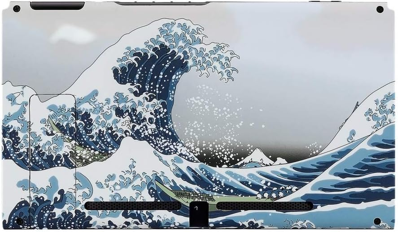 Extremerate Soft Touch Grip the Great Wave Console Back Plate DIY Replacement Housing Shell Case for Nintendo Switch Console with Kickstand - Joycon Shell NOT Included image number 2