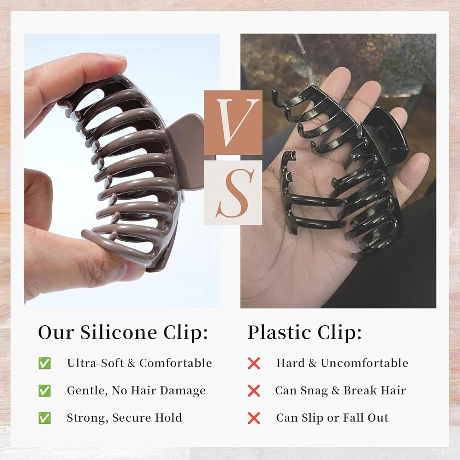 Muorruo 4 Pack Cloud Clip, Flexible Silicone Hair Clips, Non-Slip Large Bendable Clip, Soft Hair Clips for Thin and Thick Hair, Non-Removable Hair Clip (Brown) - Multi-Colored image number 5