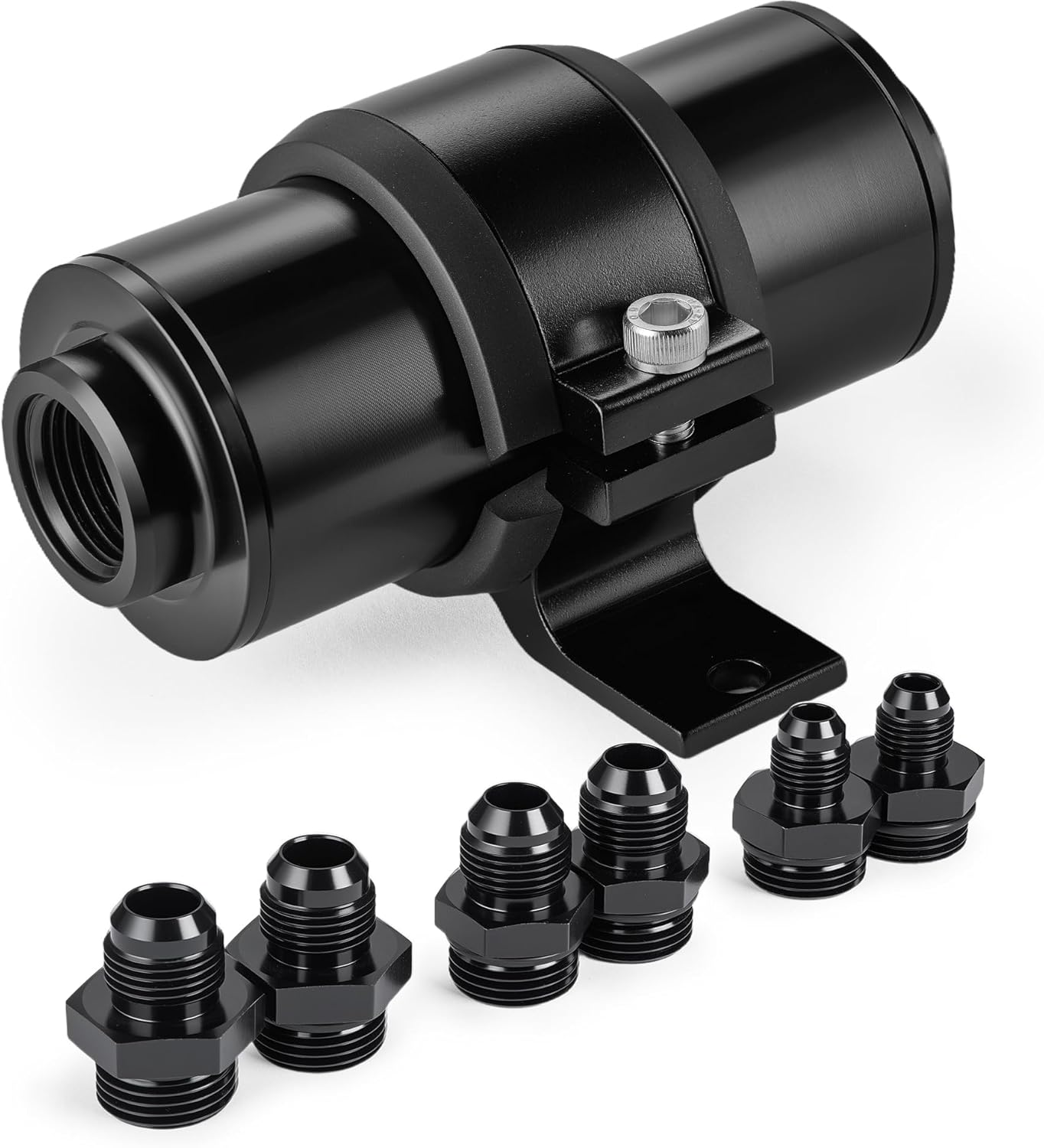 EVIL ENERGY Inline Fuel Filter 10 Micron with 6AN 8AN 10AN Adapter&Bracket Clamp 50MM Universal