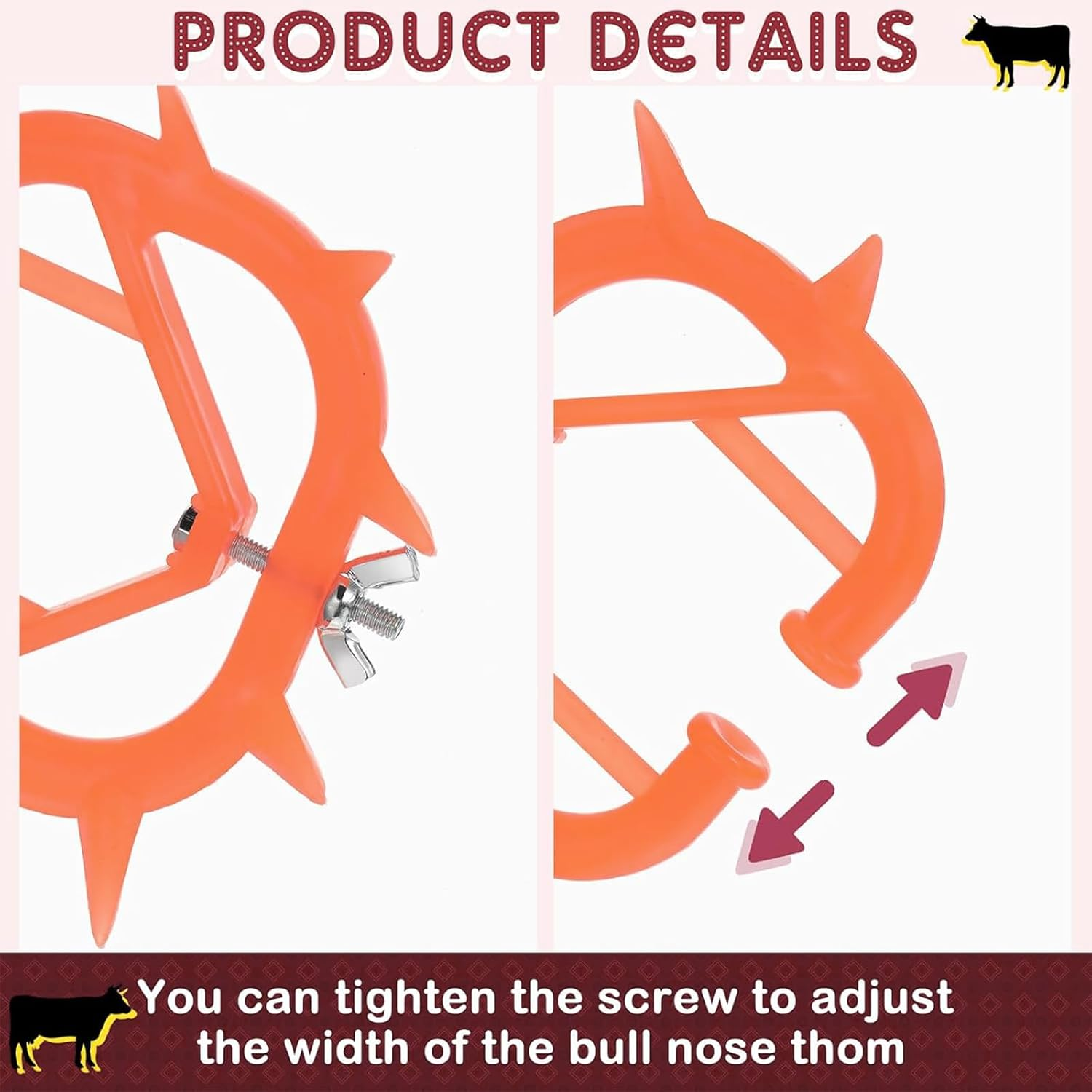 Nlvnmv 10 PCS Thickened Plastic Calf Weaning Rings, Durable Orange Cow Nose Rings for Livestock, Cattle Weaning Tool to Prevent Calf Sucking image number 1