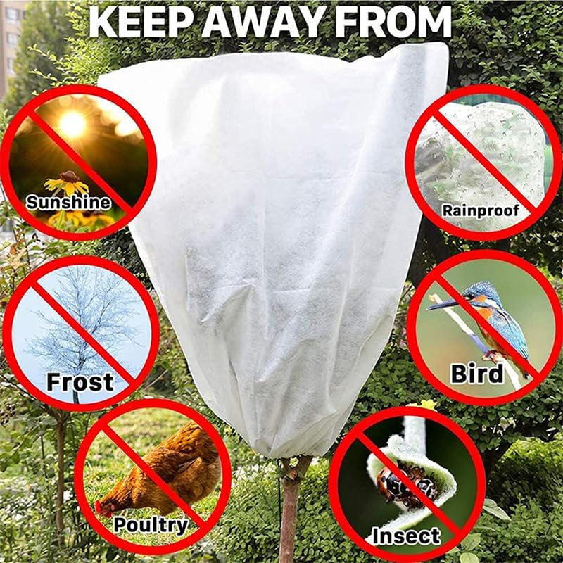 AIMALL Premium Reusable Garden Plant Cover with Drawstring: Frost, Wind, and Hail Protection - Suitable for Shrubs, Trees, and Potted Plants - Durable Non-Woven Fabric Design, 3 image number 3