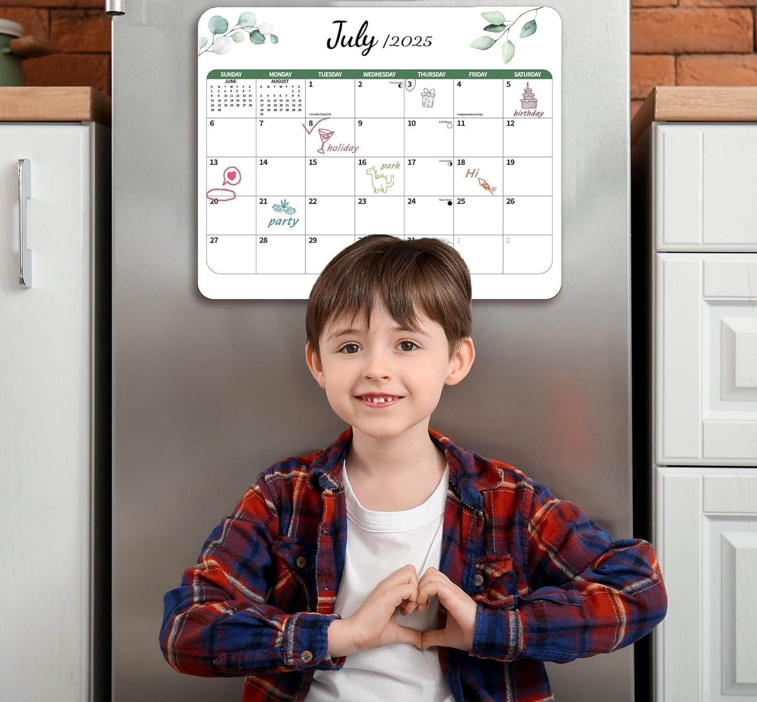 2026 Magnetic Calendar for Refrigerator, Fridge Wall Monthly Magnet Calendar from July 2025 to December 2026, 18 Month 8 X 10 Inch Planner Easy Organization, Aesthetic Decor for Home - Doodle 01 image number 5